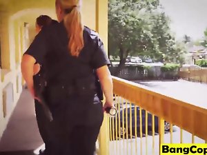 Depraved female cops get dicked down